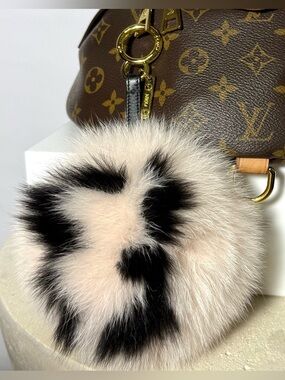Fendi Pink and Black Fur Pom Pom Bag Charm
